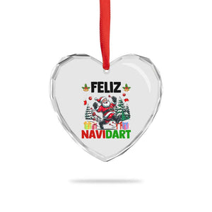 Dartist Feliz Navidart Heart Crystal Glass Ornament Funny Santa Running From Darts Christmas Gift TS12 Print Your Wear
