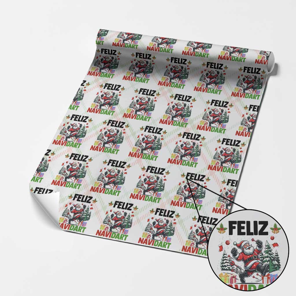 Dartist Feliz Navidart Wrapping Paper Roll Funny Santa Running From Darts Christmas Gift TS12 Christmas Plaid Print Your Wear