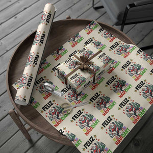 Dartist Feliz Navidart Wrapping Paper Roll Funny Santa Running From Darts Christmas Gift TS12 Beige Print Your Wear
