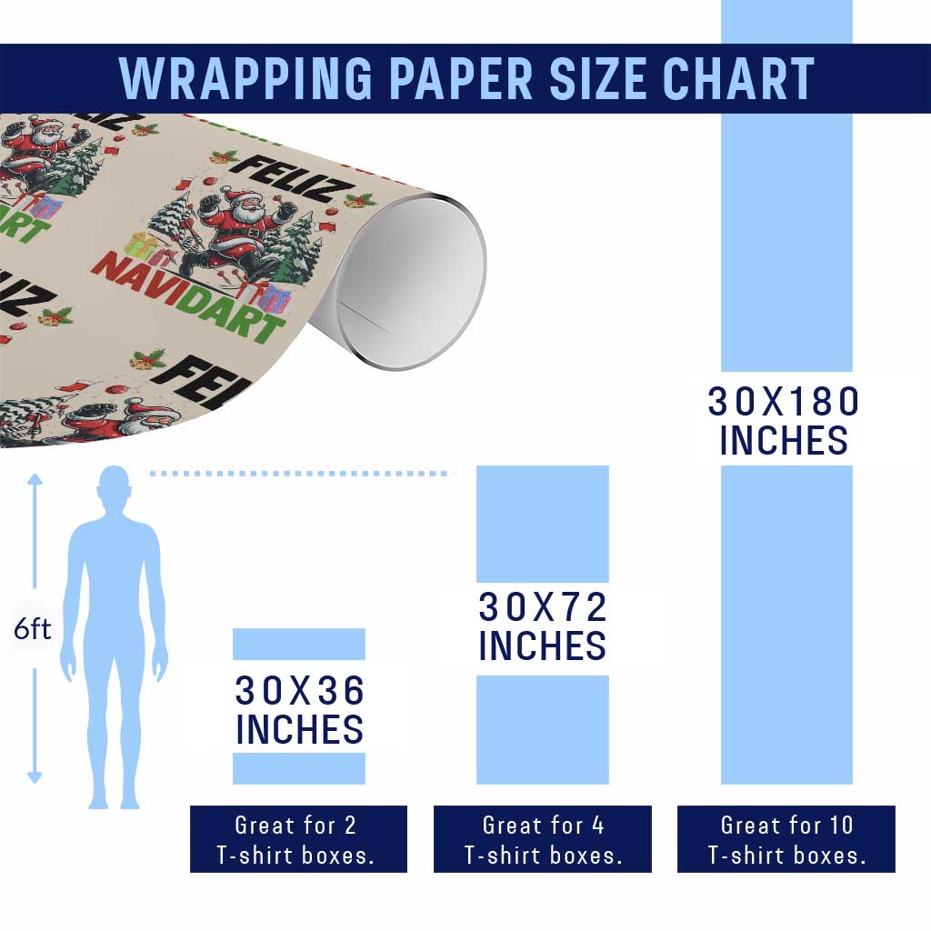 Dartist Feliz Navidart Wrapping Paper Roll Funny Santa Running From Darts Christmas Gift TS12 Print Your Wear