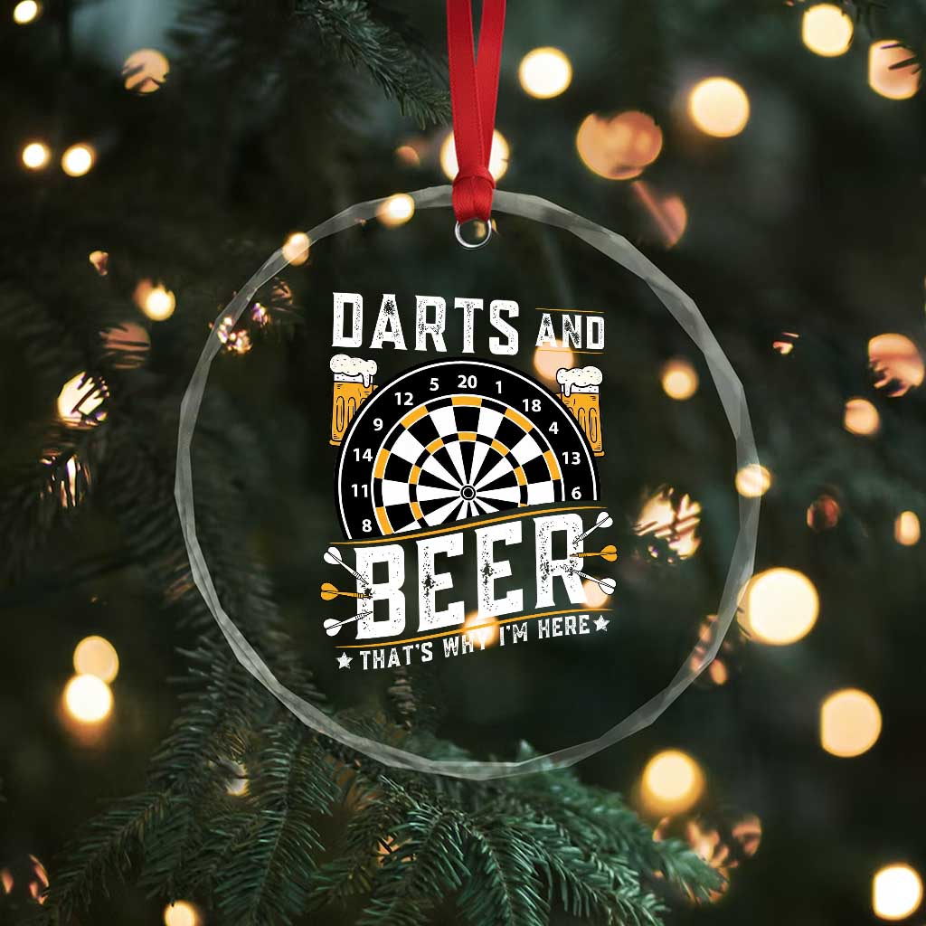 Darts And Beer That Is Why I Am Here Crystal Glass Ornament Funny Pub Game Darts Lover Gift TS12 Print Your Wear