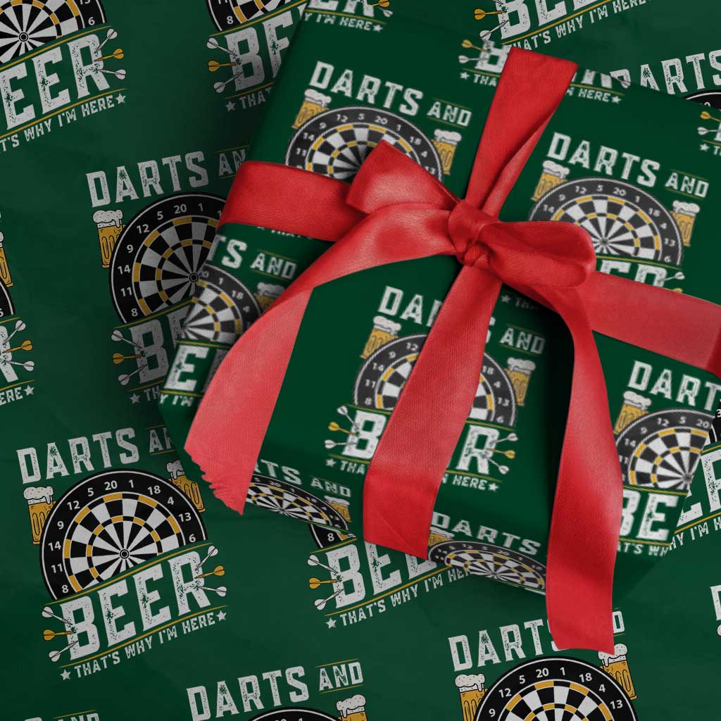 Darts And Beer That Is Why I Am Here Wrapping Paper Roll Funny Pub Game Darts Lover Gift TS12 Green Print Your Wear