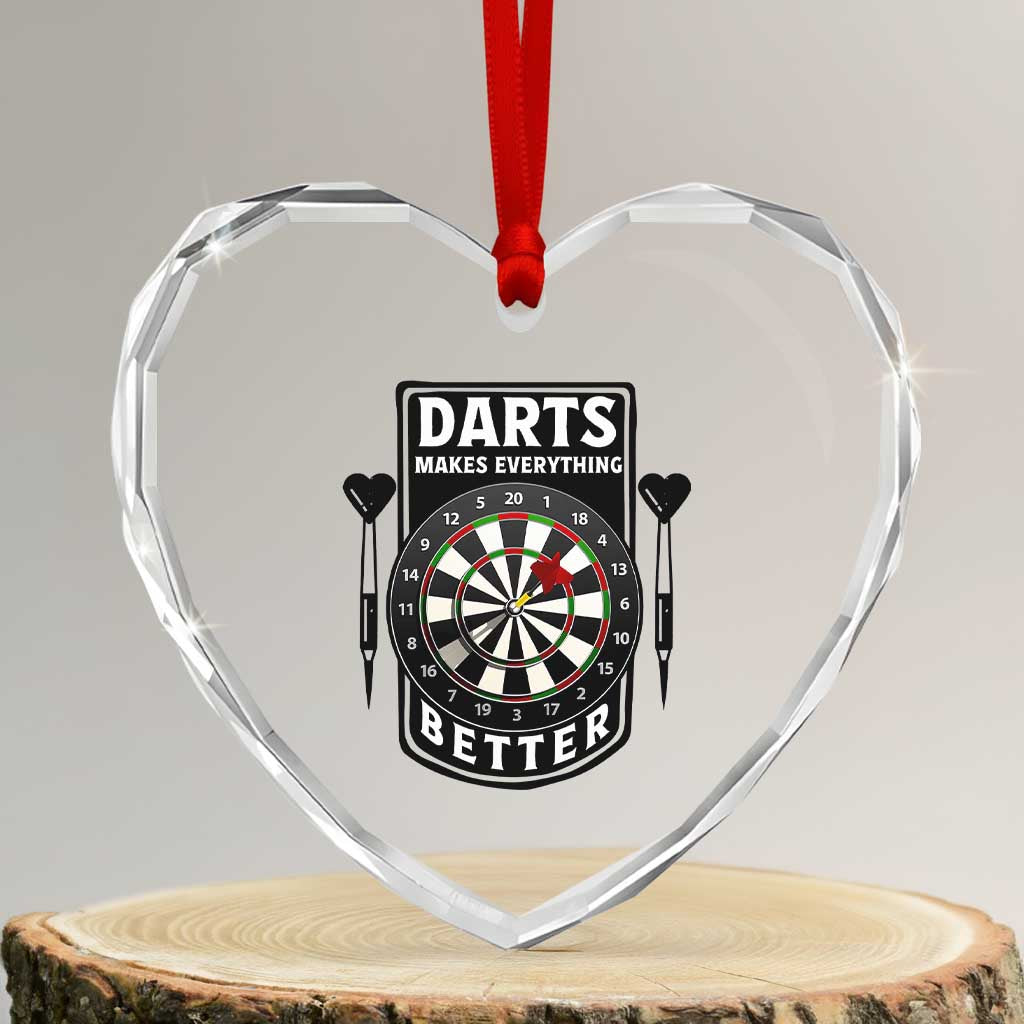 Darts Makes Everything Better Heart Crystal Glass Ornament Darts Lover Gift TS12 Transparent Glass 3'' Heart Print Your Wear