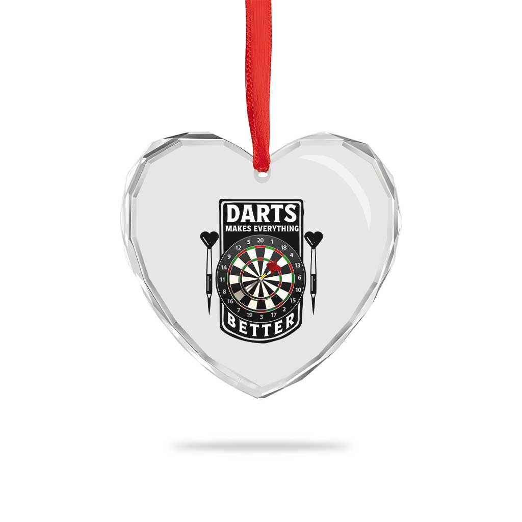 Darts Makes Everything Better Heart Crystal Glass Ornament Darts Lover Gift TS12 Print Your Wear