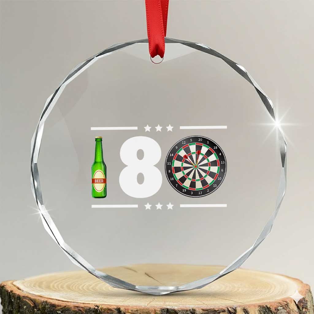 Darts Master 180 And Beer Crystal Glass Ornament Funny Bullseye Shooter Gift TS12 Transparent Glass 3'' Circle Print Your Wear