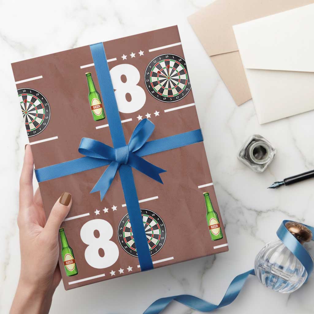 Darts Master 180 And Beer Wrapping Paper Roll Funny Bullseye Shooter Gift TS12 Mocha Print Your Wear