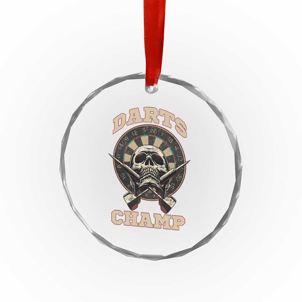 Darts Player Champion Crystal Glass Ornament Skull Dartboard Retro Style TS12 Print Your Wear