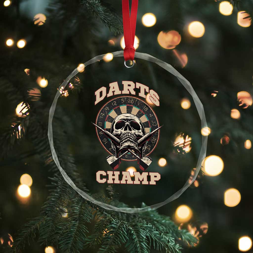 Darts Player Champion Crystal Glass Ornament Skull Dartboard Retro Style TS12 Print Your Wear