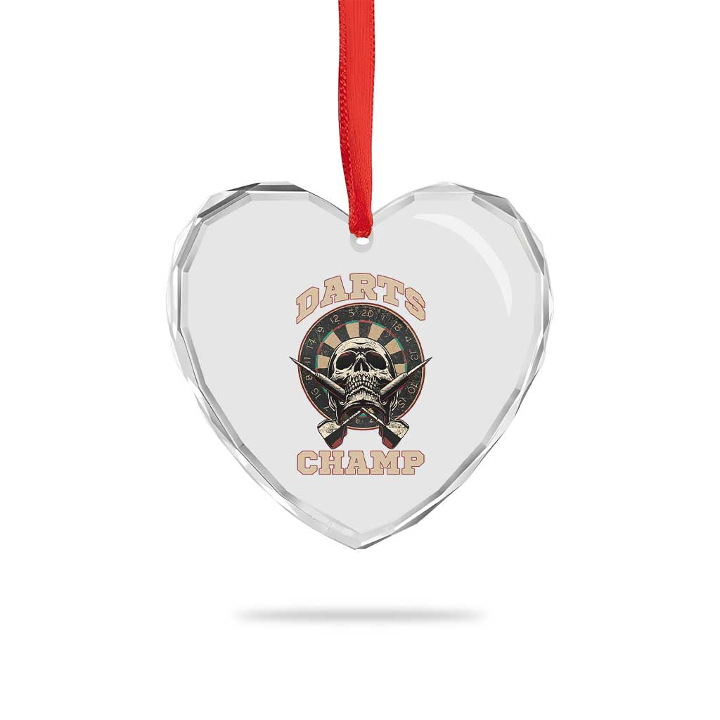 Darts Player Champion Heart Crystal Glass Ornament Skull Dartboard Retro Style TS12 Print Your Wear