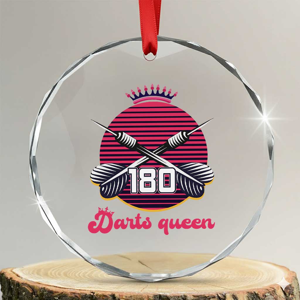 Darts Queen 180 Max Score Crystal Glass Ornament Funny Bullseye Shooter Gift TS12 Transparent Glass 3'' Circle Print Your Wear