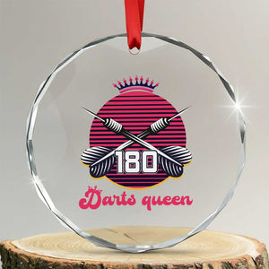 Darts Queen 180 Max Score Crystal Glass Ornament Funny Bullseye Shooter Gift TS12 Transparent Glass 3'' Circle Print Your Wear