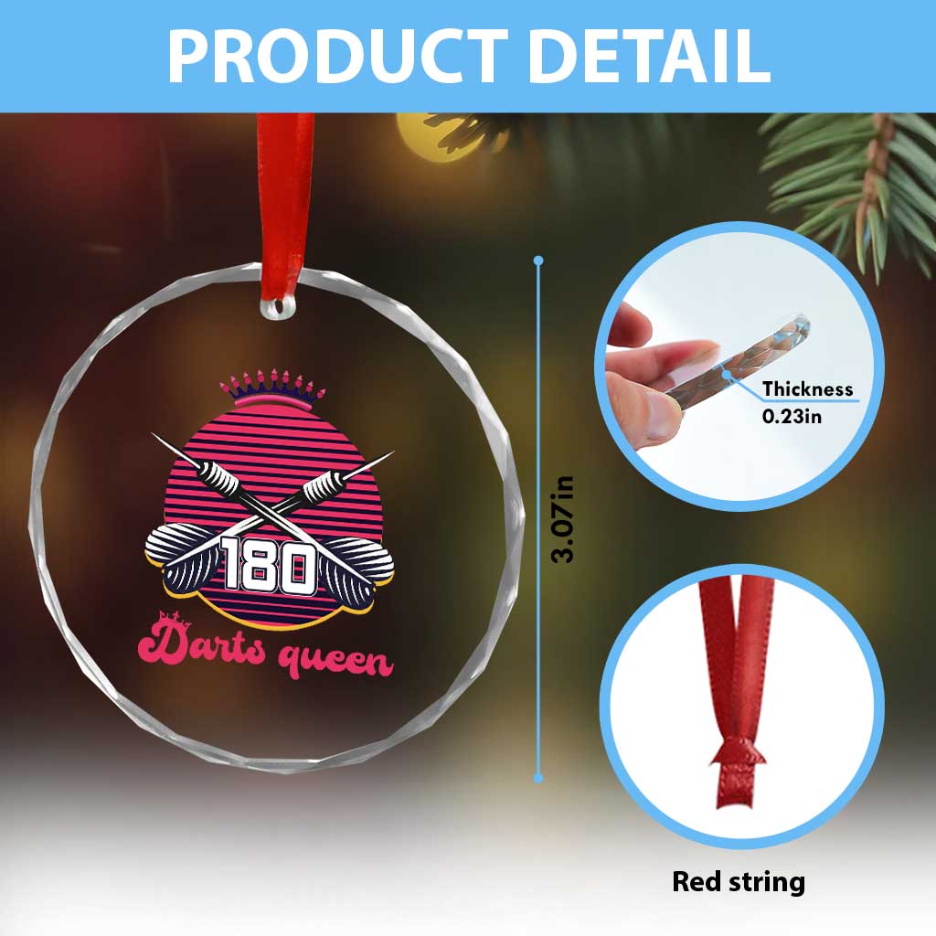 Darts Queen 180 Max Score Crystal Glass Ornament Funny Bullseye Shooter Gift TS12 Print Your Wear