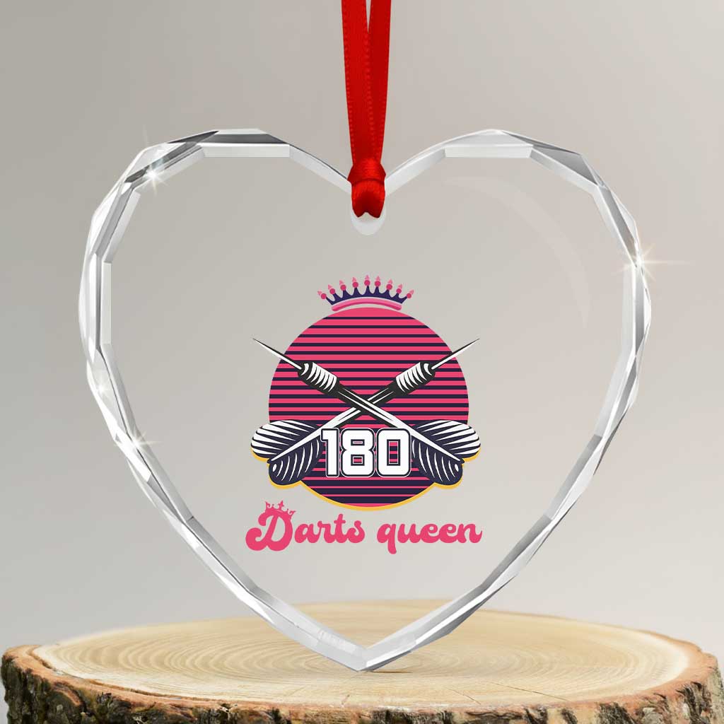Darts Queen 180 Max Score Heart Crystal Glass Ornament Funny Bullseye Shooter Gift TS12 Transparent Glass 3'' Heart Print Your Wear