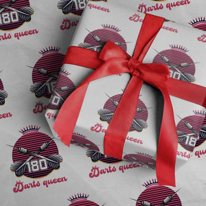 Darts Queen 180 Max Score Wrapping Paper Roll Funny Bullseye Shooter Gift TS12 White Print Your Wear