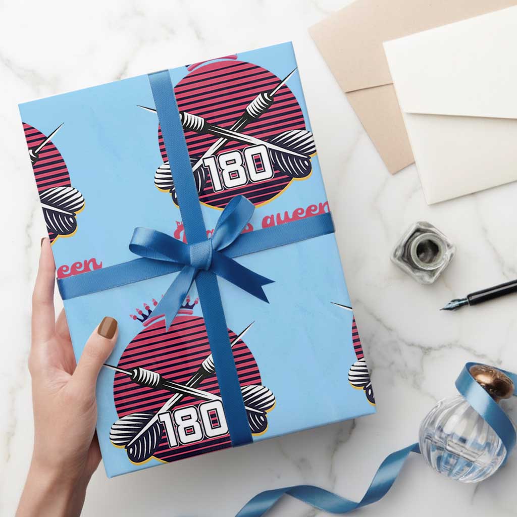 Darts Queen 180 Max Score Wrapping Paper Roll Funny Bullseye Shooter Gift TS12 Light Blue Print Your Wear