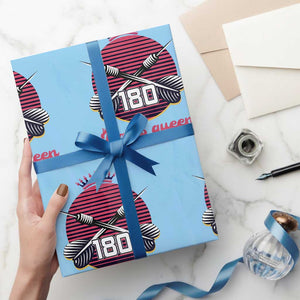 Darts Queen 180 Max Score Wrapping Paper Roll Funny Bullseye Shooter Gift TS12 Light Blue Print Your Wear