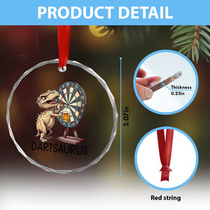 Dartsaurus Crystal Glass Ornament Funny Dinosaur Dart Player Gift TS12 Print Your Wear