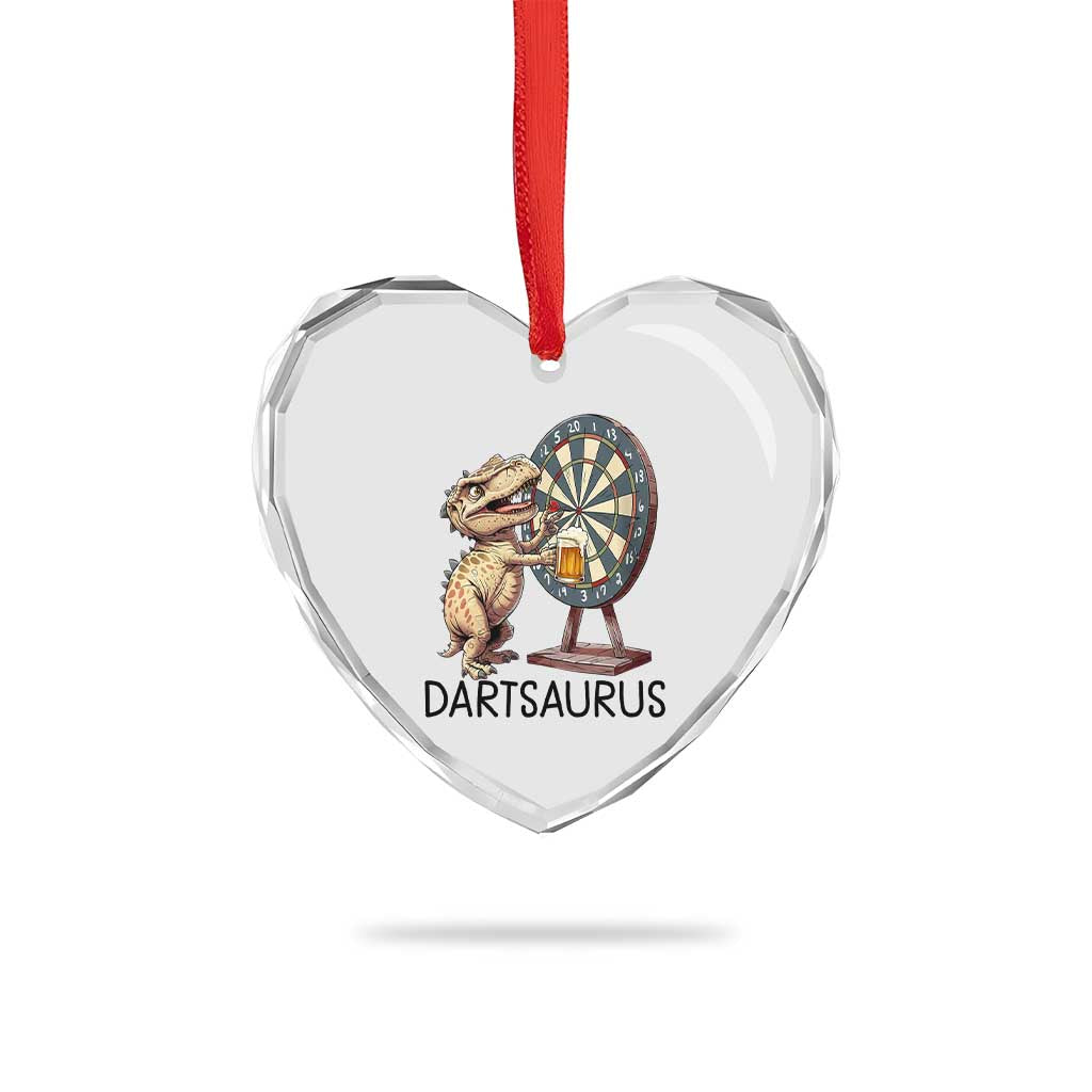 Dartsaurus Heart Crystal Glass Ornament Funny Dinosaur Dart Player Gift TS12 Print Your Wear
