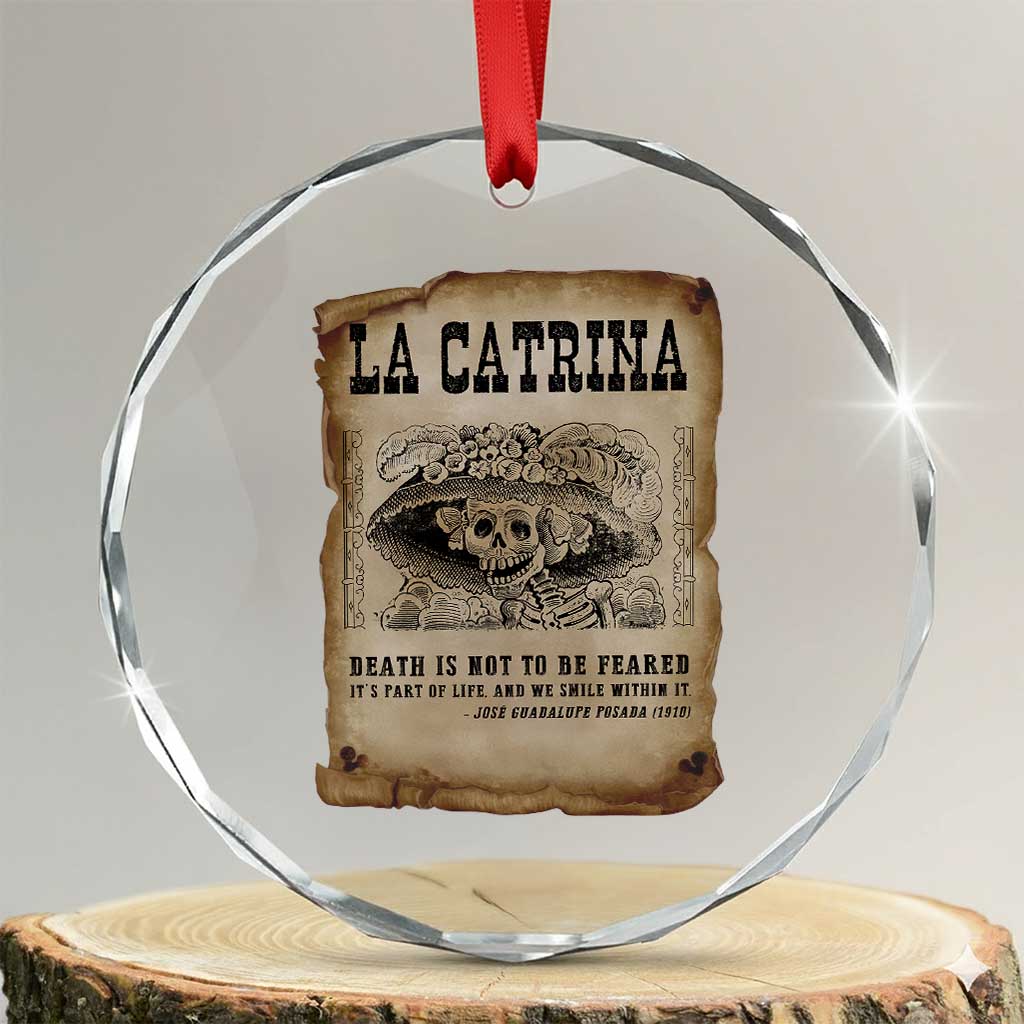 Day Of The Dead Crystal Glass Ornament La Calavera Garbancera TS14 Transparent Glass 3'' Circle Print Your Wear