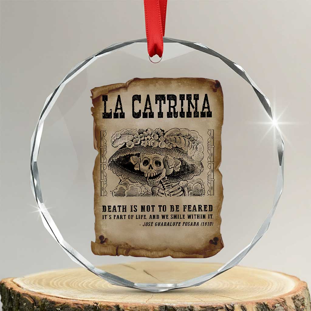 Day Of The Dead Crystal Glass Ornament La Calavera Garbancera TS14 Transparent Glass 3'' Circle Print Your Wear