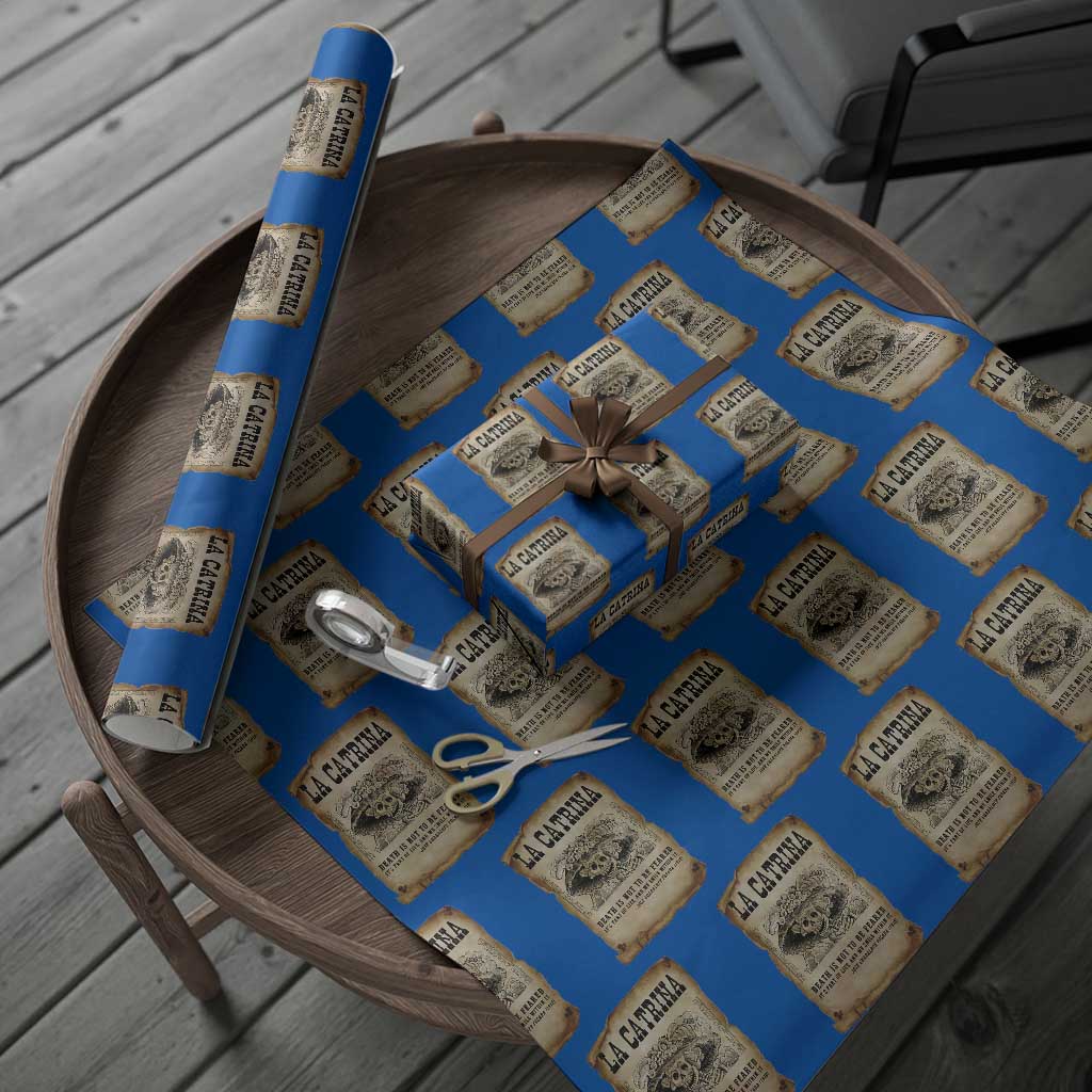Day Of The Dead Wrapping Paper Roll La Calavera Garbancera TS14 Blue Print Your Wear