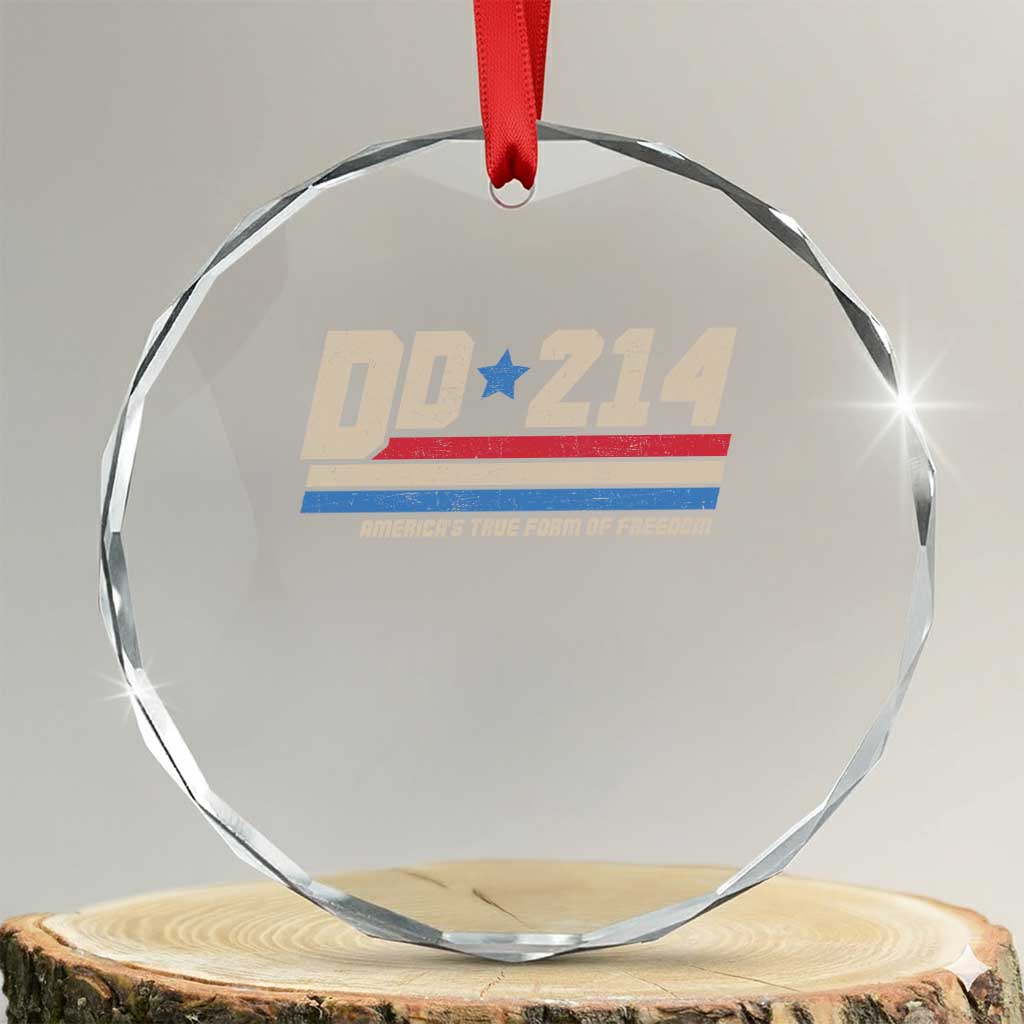 DD-214 Crystal Glass Ornament Armed Forces Military Alumni Vintage Veteran TS10 Transparent Glass 3'' Circle Print Your Wear