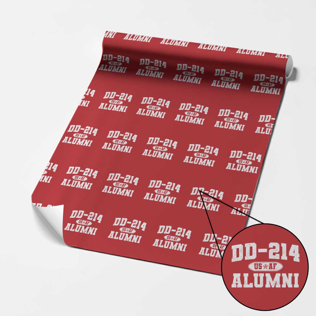 DD-214 US Air Force Alumni Wrapping Paper Roll US Military Veteran Retired TS10 Red Print Your Wear