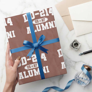 DD-214 US Air Force Alumni Wrapping Paper Roll US Military Veteran Retired TS10 Mocha Print Your Wear