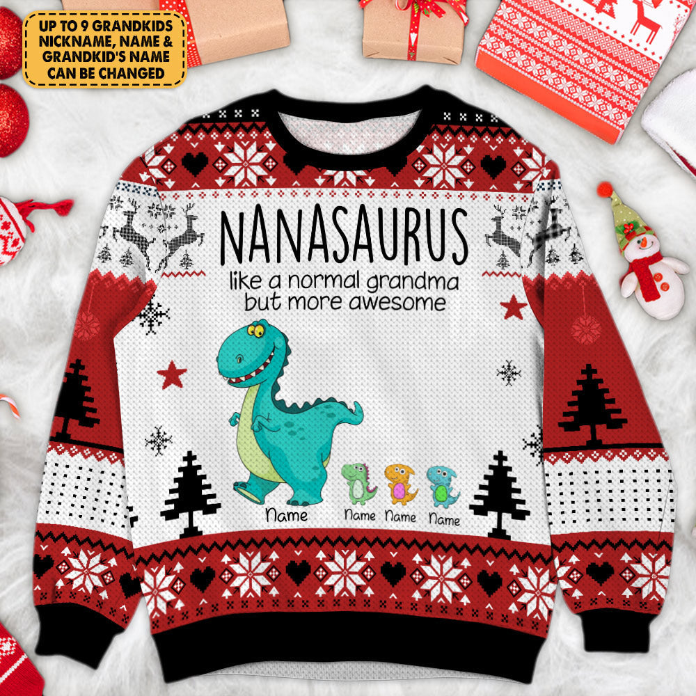 Personalized Nanasaurus Like A Normal Grandma But More Awesome Christmas All Over Print Sweatshirt CTM Unisex Custom - Printyourwear