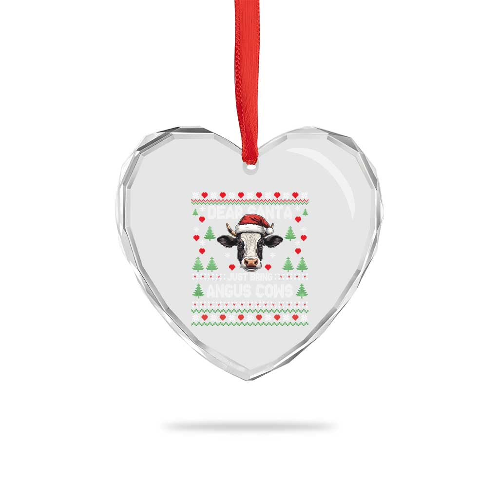 Dear Santa Angus Cow Christmas Heart Crystal Glass Ornament Funny Farm Cow Lover Holiday Farm Ugly Sweater TS02 Print Your Wear