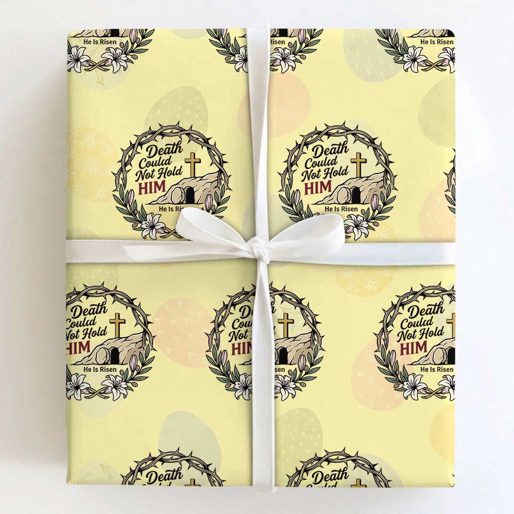 Death Could Not Hold Him Jesus Christian Easter Wrapping Paper Roll He Is Risen Faith Message TS02 Light Yellow Print Your Wear