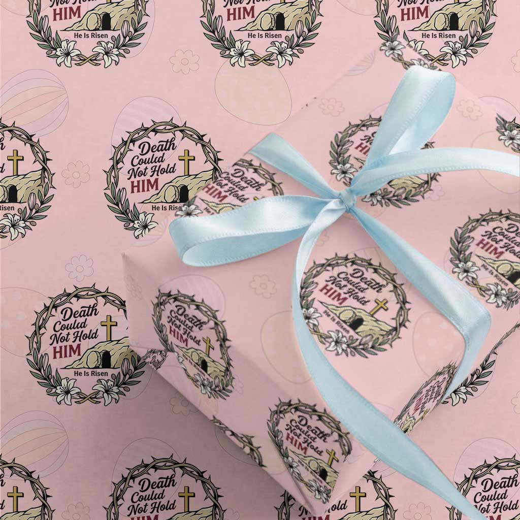 Death Could Not Hold Him Jesus Christian Easter Wrapping Paper Roll He Is Risen Faith Message TS02 Light Pink Print Your Wear