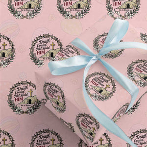 Death Could Not Hold Him Jesus Christian Easter Wrapping Paper Roll He Is Risen Faith Message TS02 Light Pink Print Your Wear