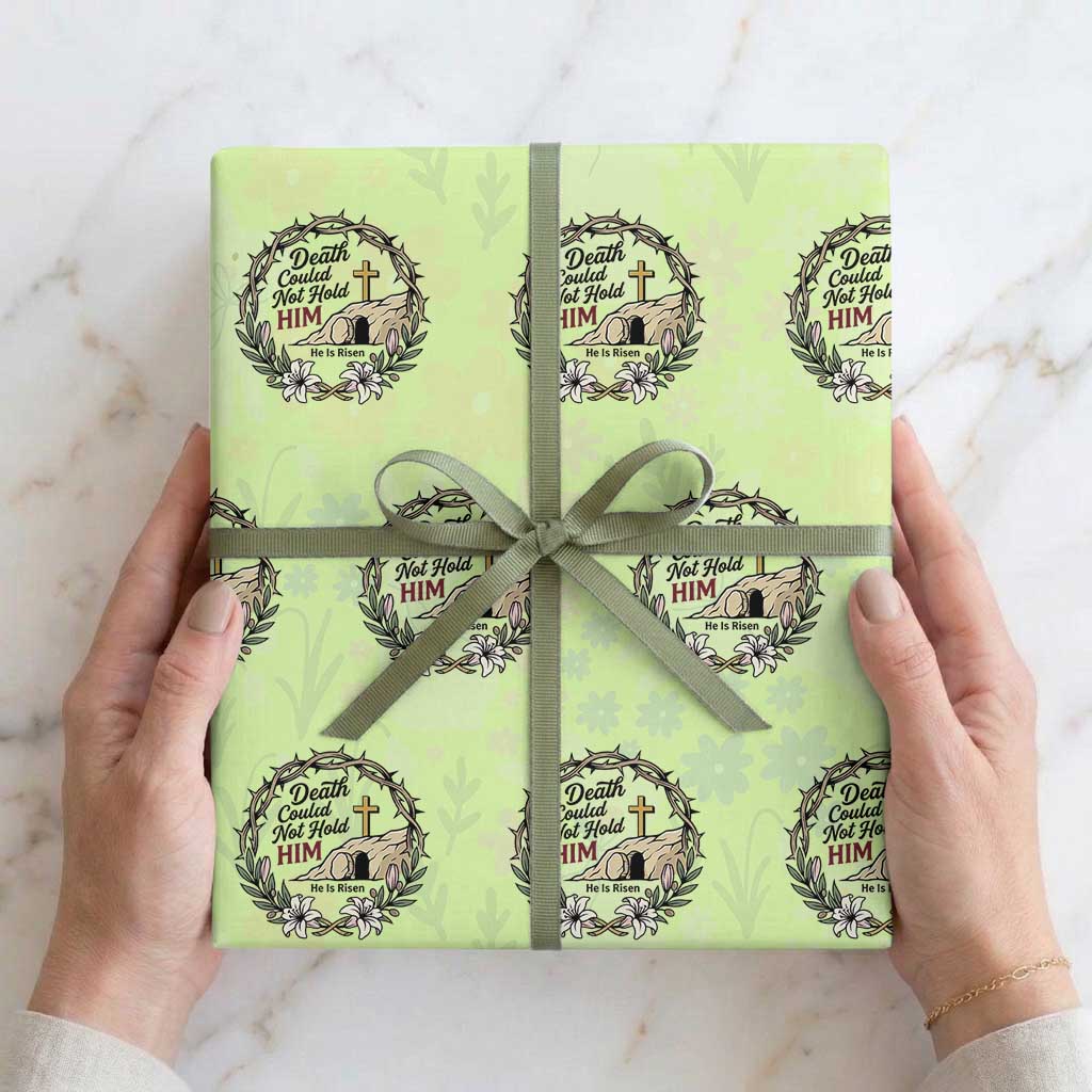 Death Could Not Hold Him Jesus Christian Easter Wrapping Paper Roll He Is Risen Faith Message TS02 Lime Print Your Wear