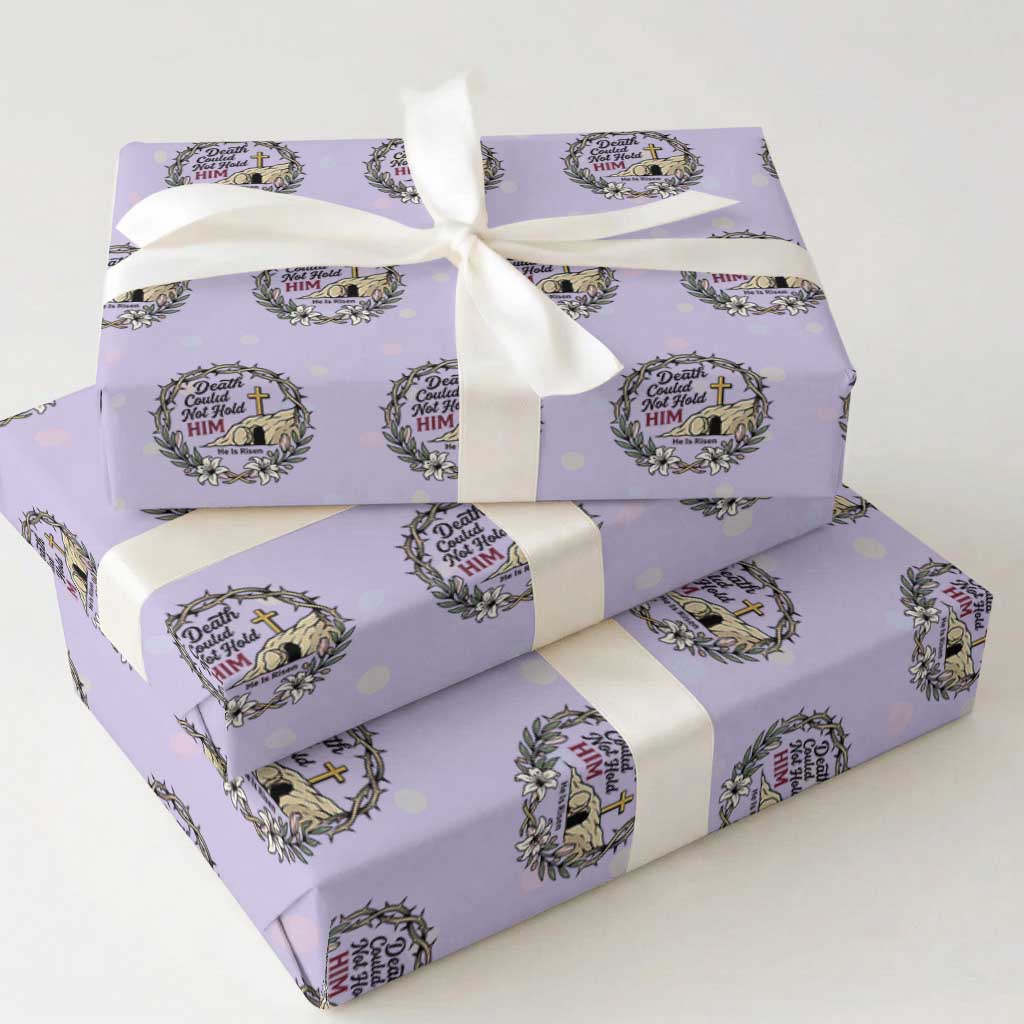 Death Could Not Hold Him Jesus Christian Easter Wrapping Paper Roll He Is Risen Faith Message TS02 Violet Print Your Wear