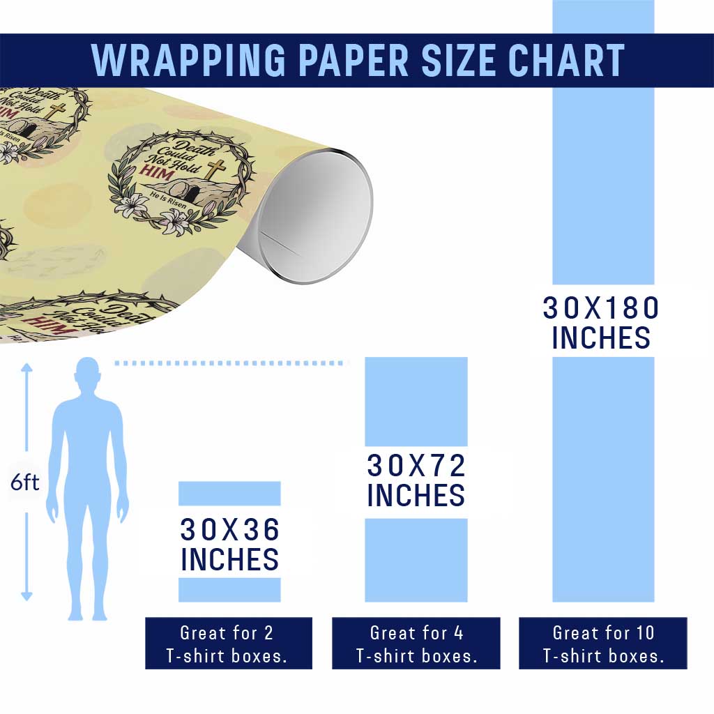 Death Could Not Hold Him Jesus Christian Easter Wrapping Paper Roll He Is Risen Faith Message TS02 Print Your Wear