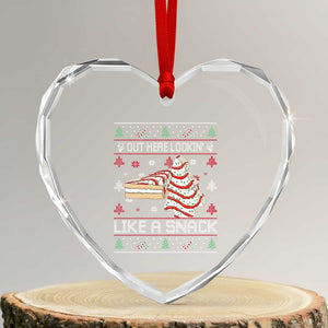 Debbies Christmas Tree Cake Heart Crystal Glass Ornament Out Here Lookin Like A Snack TS10 Transparent Glass 3'' Heart Print Your Wear