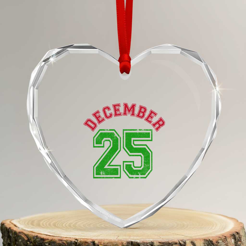 December 25 Christmas Sport Jersey Number Xmas Heart Crystal Glass Ornament TS11 Transparent Glass 3'' Heart Print Your Wear