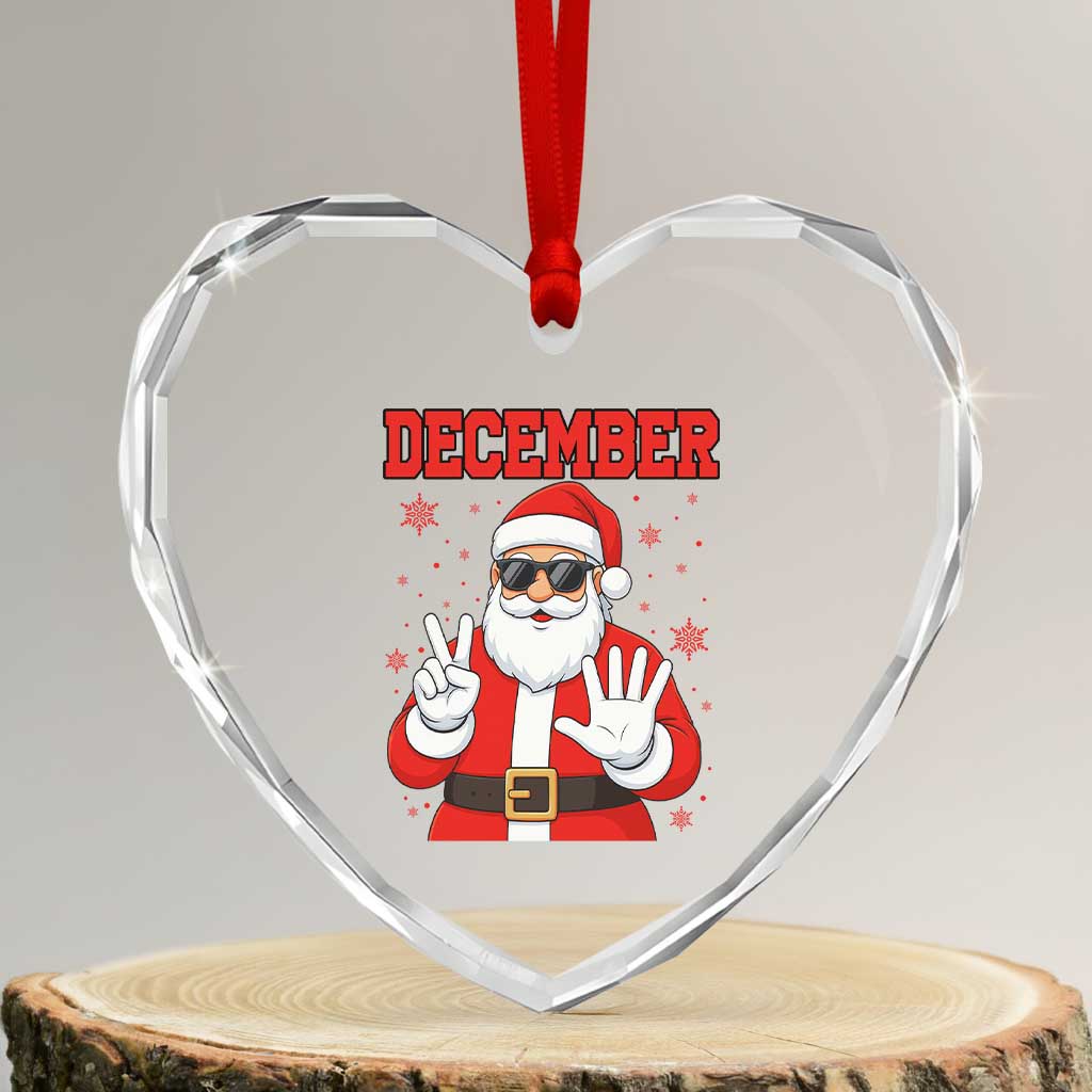 December 25 Heart Crystal Glass Ornament Funny Santa Says Christmas TS14 Transparent Glass 3'' Heart Print Your Wear