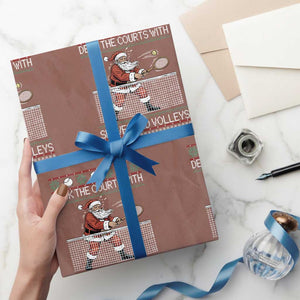 Deck The Courts With Serves And Volleys Wrapping Paper Roll Funny Tennis Ugly Christmas TS12 Mocha Print Your Wear