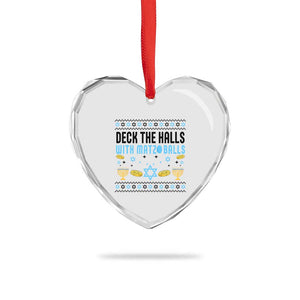 Deck The Halls With Matzo Balls Heart Crystal Glass Ornament Funny Ugly Jewish Holiday Gift TS12 Print Your Wear