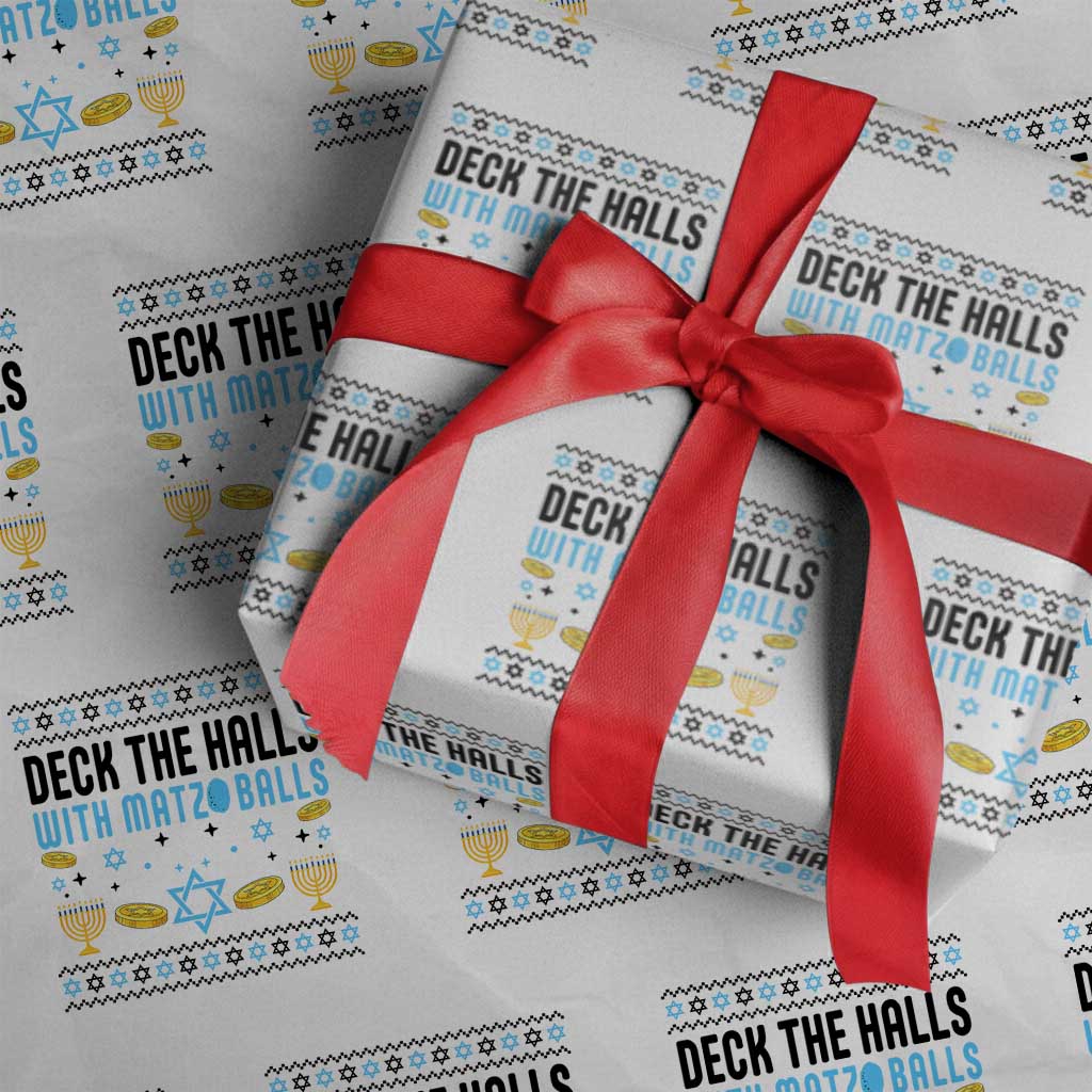 Deck The Halls With Matzo Balls Wrapping Paper Roll Funny Ugly Jewish Holiday Gift TS12 White Print Your Wear