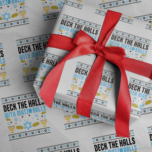 Deck The Halls With Matzo Balls Wrapping Paper Roll Funny Ugly Jewish Holiday Gift TS12 White Print Your Wear