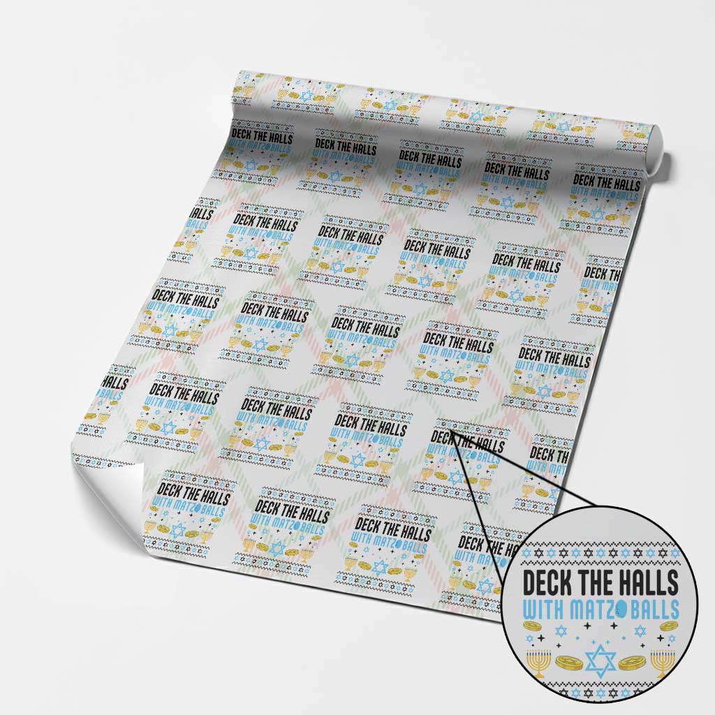 Deck The Halls With Matzo Balls Wrapping Paper Roll Funny Ugly Jewish Holiday Gift TS12 Christmas Plaid Print Your Wear