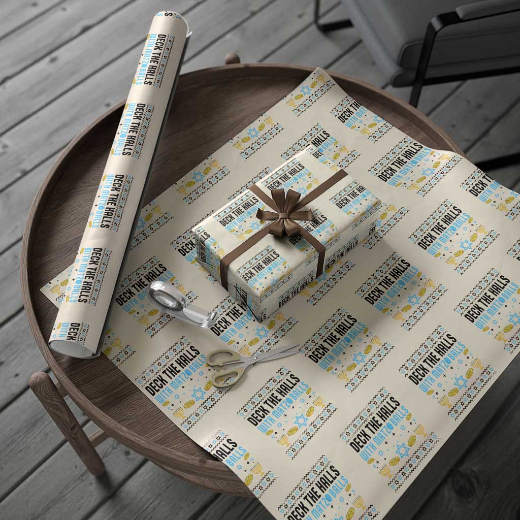 Deck The Halls With Matzo Balls Wrapping Paper Roll Funny Ugly Jewish Holiday Gift TS12 Beige Print Your Wear