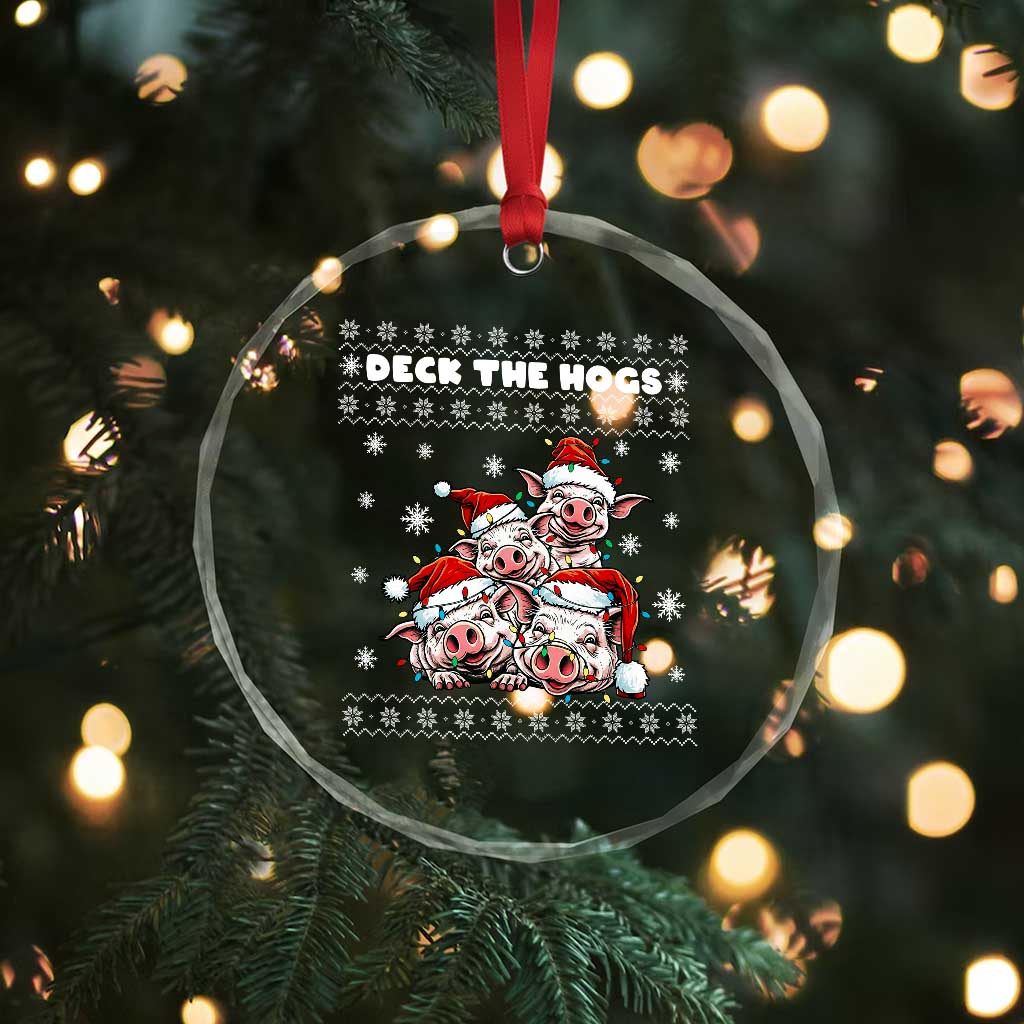 Deck The Hogs Ugly Christmas Sweater Crystal Glass Ornament Pig Lover Gift TS12 Print Your Wear
