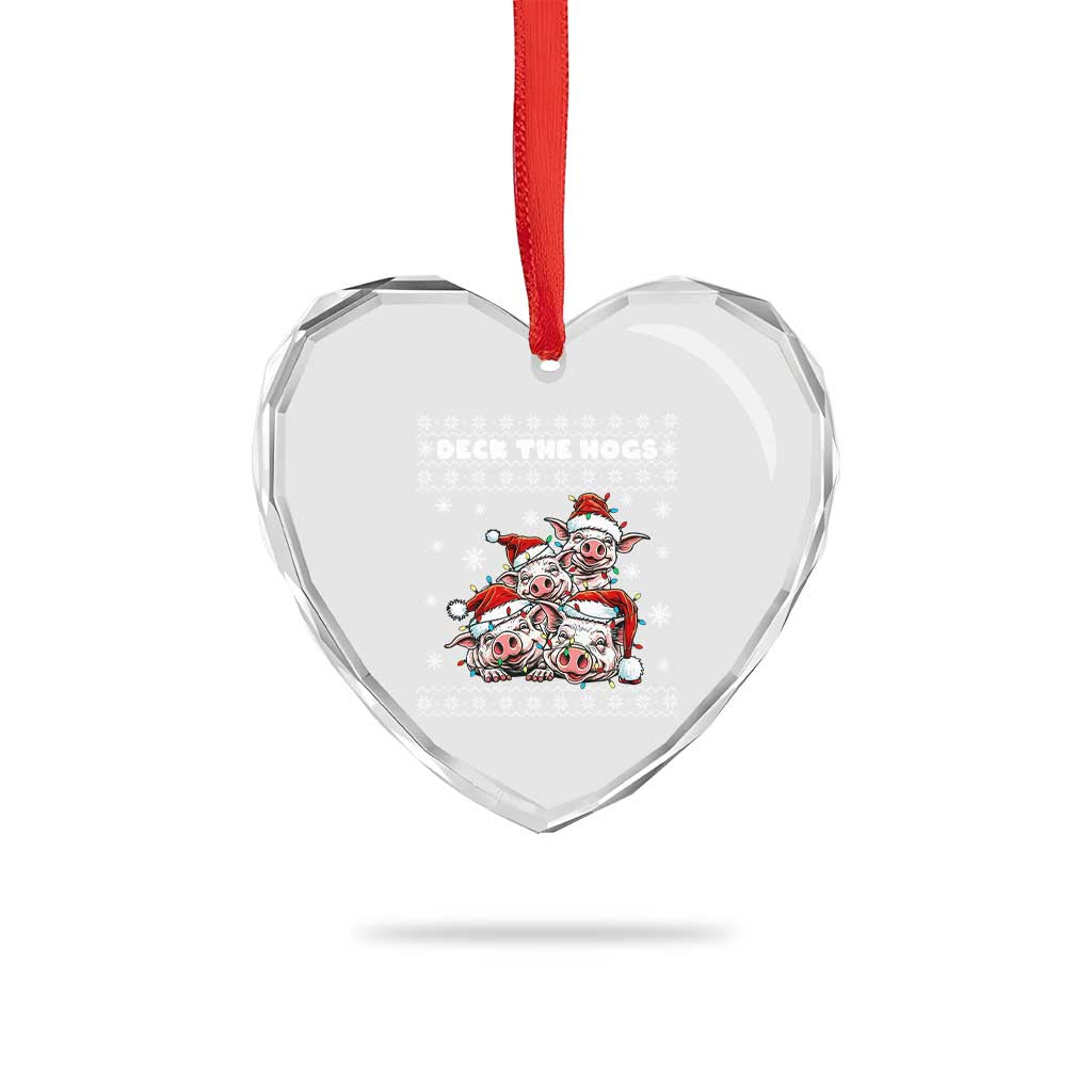 Deck The Hogs Ugly Christmas Sweater Heart Crystal Glass Ornament Pig Lover Gift TS12 Print Your Wear