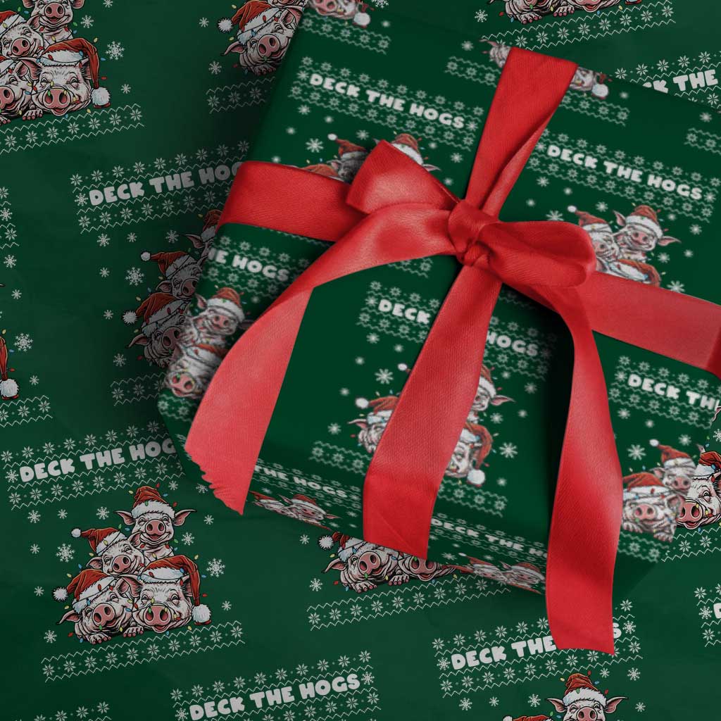Deck The Hogs Ugly Christmas Sweater Wrapping Paper Roll Pig Lover Gift TS12 Green Print Your Wear