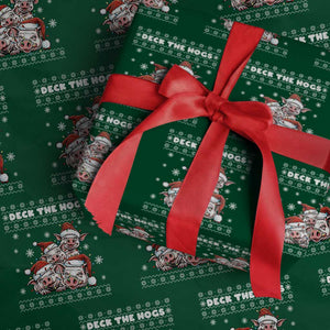 Deck The Hogs Ugly Christmas Sweater Wrapping Paper Roll Pig Lover Gift TS12 Green Print Your Wear