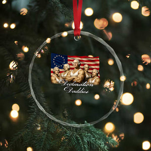 Declaration Daddies Funny 4th of July Founding Fathers Crystal Glass Ornament Vintage Betsy Ross Flag